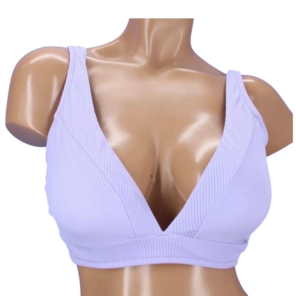 Shade & Shore Underwire Lined Bikini Top Size 38D #E1392 Lavender Purple Ribbed